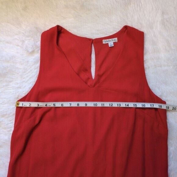 Ophelia Roe Women's Large Red Ivory Colorblock Sleeveless Shift Dress - Picture 8 of 11